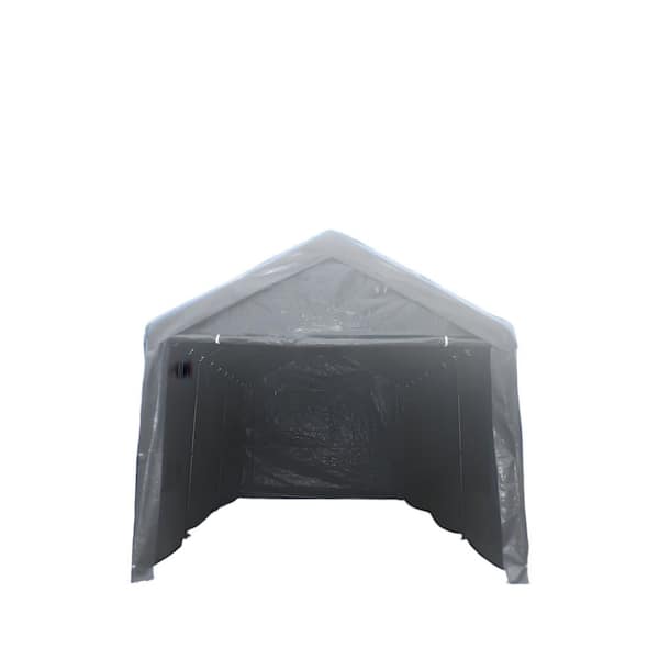 ECOCHIC SPACES INC 20 ft. W x 12 ft. D x 10 ft. H Gray Portable Garage, Ventilated Canopy Carports with UV Protection and Water Resistant