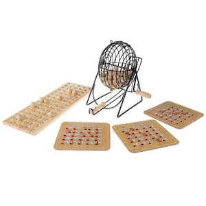 Deluxe Bingo Game with Accessories, Metal Ball Spinner, Wooden Bingo Balls and Board and Shutter Bingo Cards
