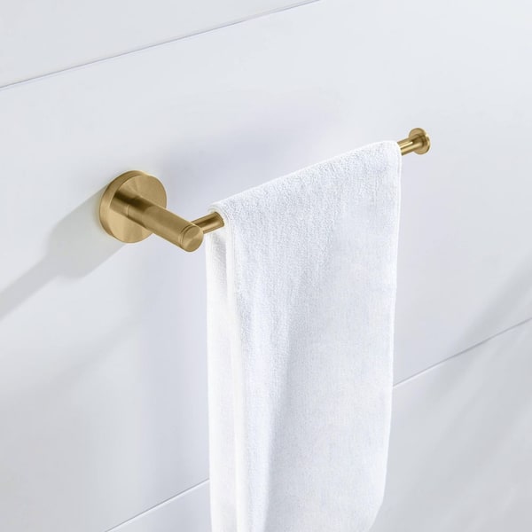 Bathroom Accessories 10 in. Wall Mounted Towel Bar in Brushed Brass