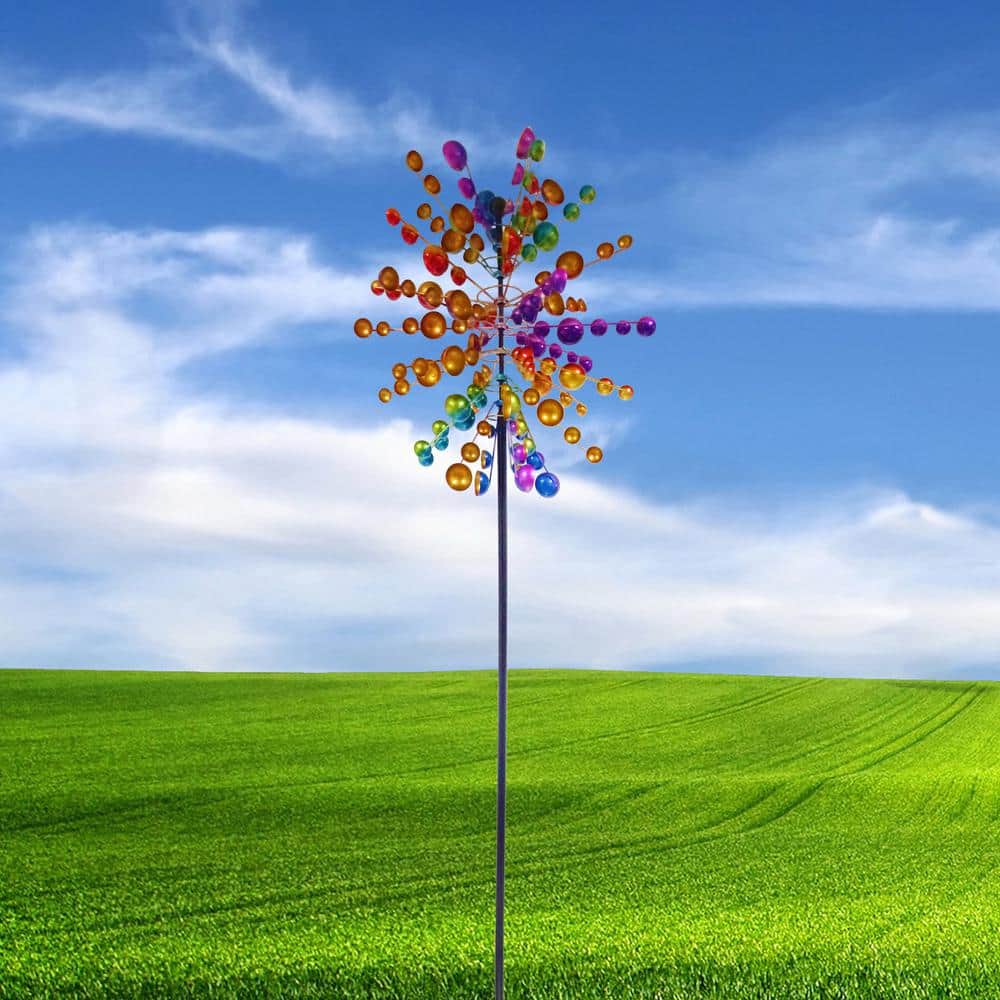 84" Multicolor Iron Cosmic Array Windmill Garden Stake