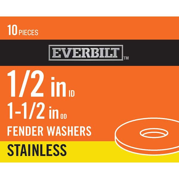 Everbilt 1/2 in. x 1-1/2 in. Stainless Fender Washer (10-Pack)