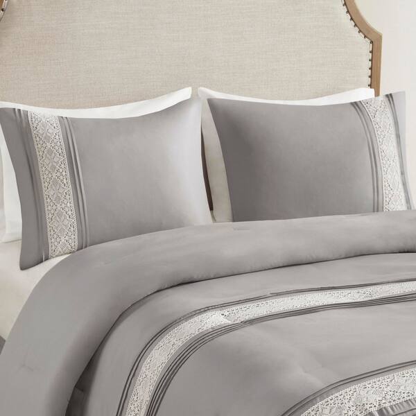 Madison Park Marla 7-Piece Grey Polyester Queen Comforter Set MP10