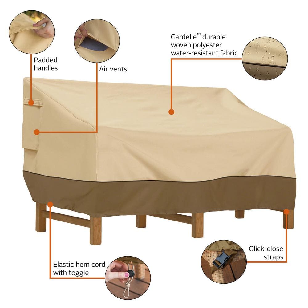 Medium Tan and Brown Water-Resistant Patio Sofa Cover
