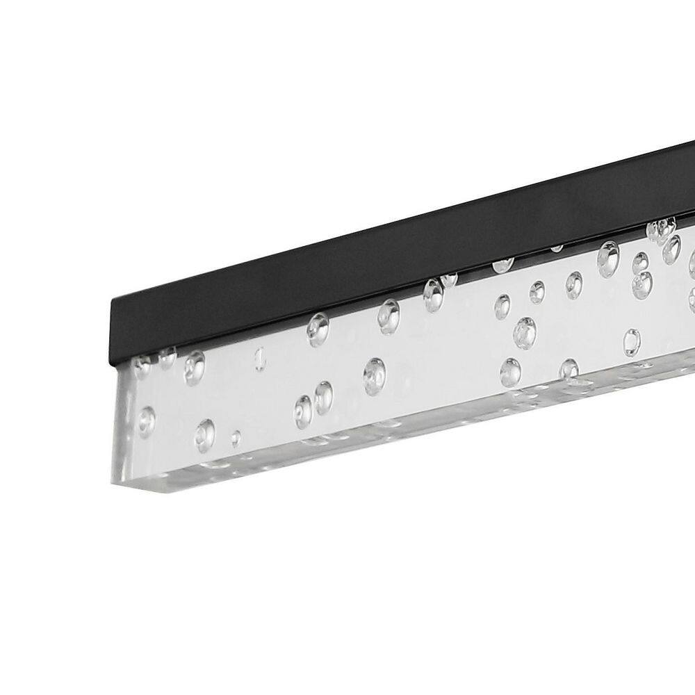 Mario 22" Black Iron LED Vanity Light with Seeded Acrylic Shade