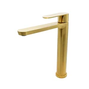 Yasawa Single Handle Single Hole Stainless Steel Vessel Sink Faucet with Drain Assembly in Brushed Gold