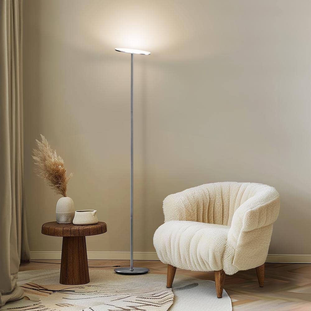 Brushed Nickel 67" LED Torchiere Floor Lamp with Voice Control