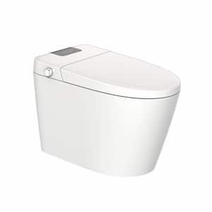 1-Piece 1.2 GPF Dual Flush Auto Dual Elongated Smart Toilet in Glossy White