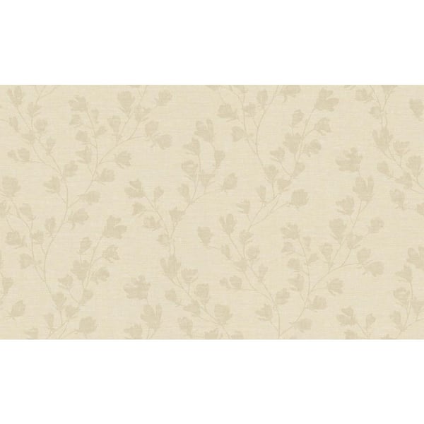 Unbranded Fusion Collection Floral Trail Motif Taupe/Beige Matte Finish Non-Pasted Vinyl on Non-Woven Wallpaper Sample