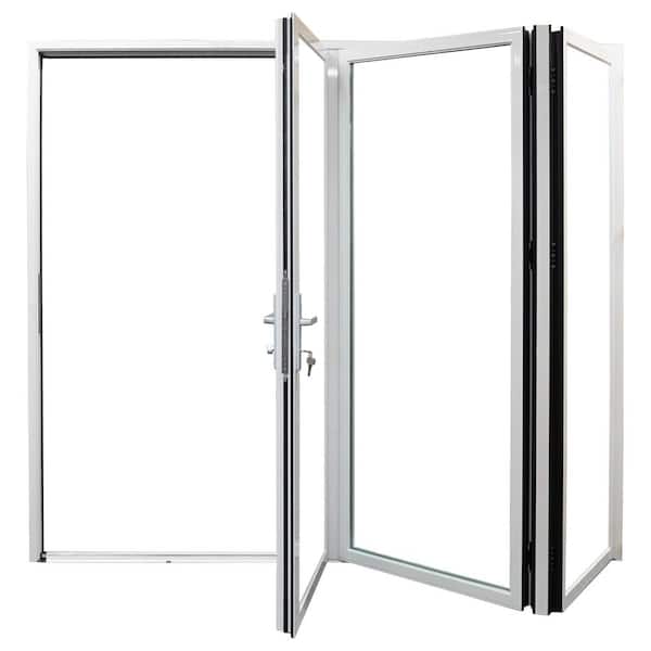 Teza 85 Series 120 in. x 80 in. Gloss White Left to Right Folding Aluminum Bi-Fold Patio Door