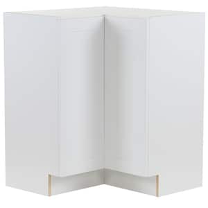 Cambridge Shaker Assembled 27.6x34.5x27.6 in. Lazy Susan Corner Base Cabinet with 2 Soft Close Doors in White