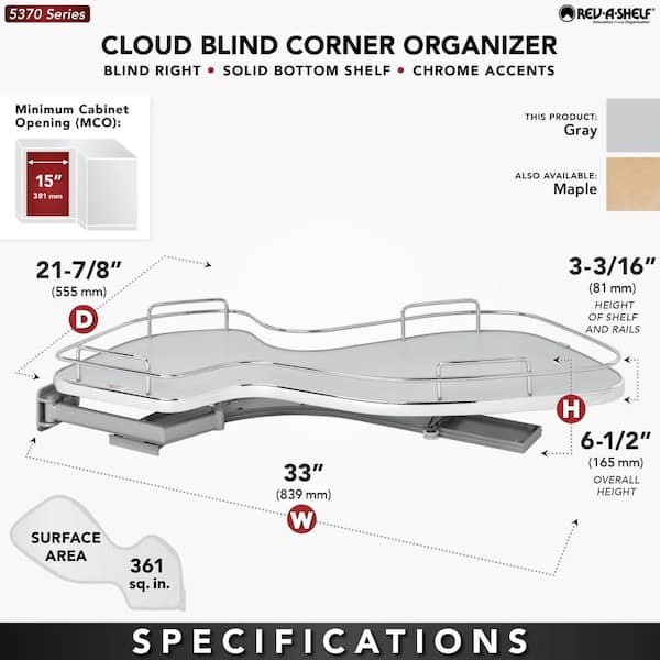 Rev-A-Shelf Rev-A-Shelf - Cloud 15 inch Double Tier Blind Corner Organizer Left Hand Maple 5372-15-MP-L