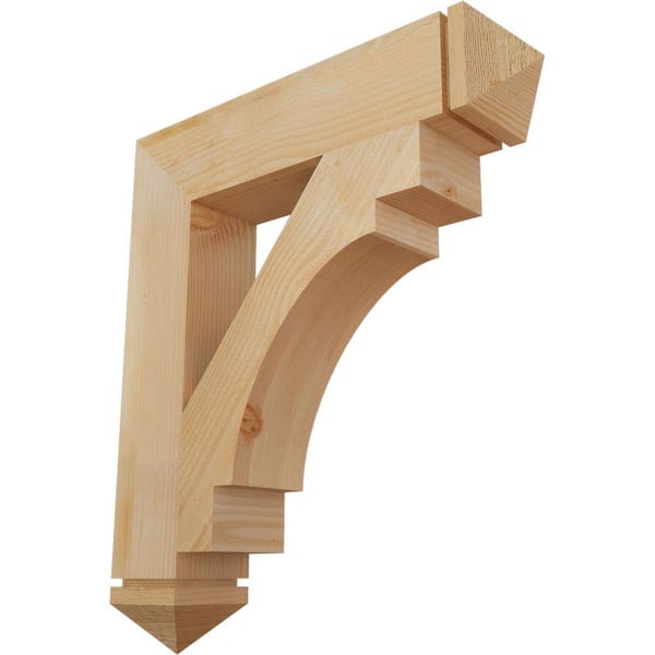 Ekena Millwork 6 in. x 34 in. x 30 in. Douglas Fir Merced Arts and Crafts Rough Sawn Bracket