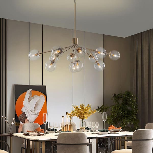 GoYeel Torbone 12-Light Gold Modern Luxury Branch Seeded Glass