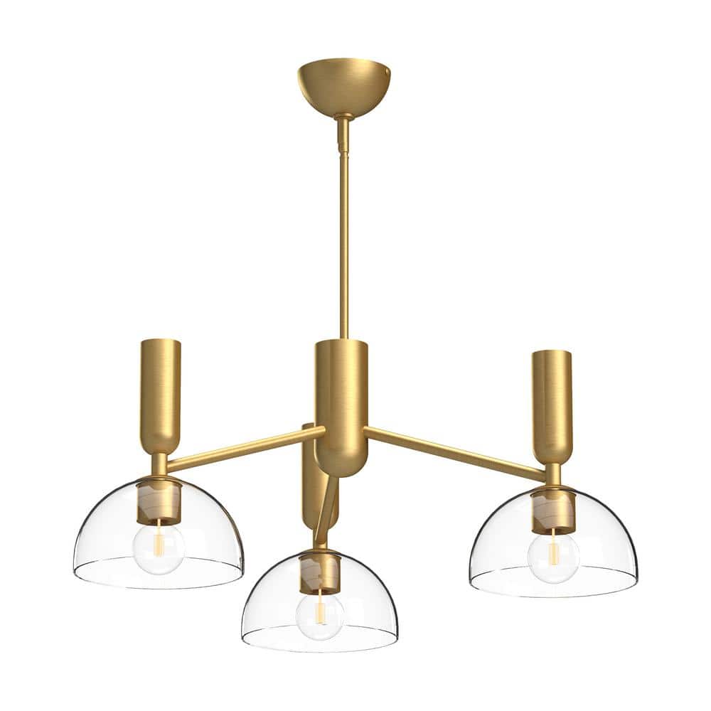 Jude Black and Gold 3-Light Chandelier with Glass Shade