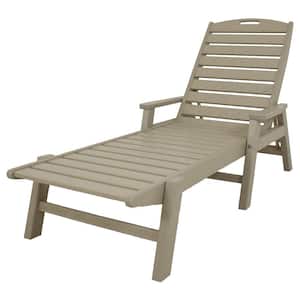 Nautical Sand Stackable Plastic Outdoor Patio Chaise Lounge