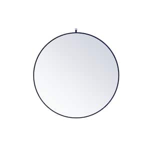 Medium Round Blue Modern Mirror (39 in. H x 39 in. W)