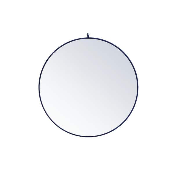Unbranded Medium Round Blue Modern Mirror (39 in. H x 39 in. W)