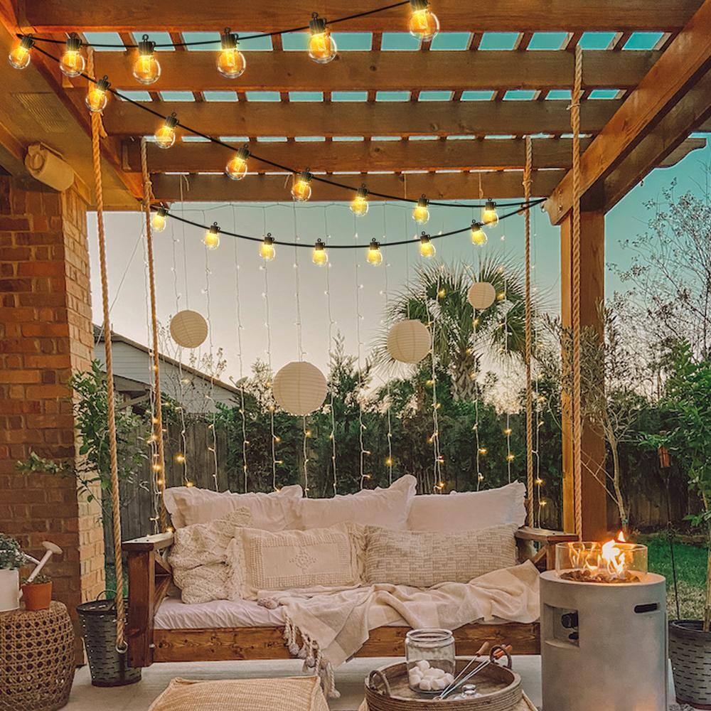 50FT Multicolor Solar Powered Outdoor String Lights with USB Charging