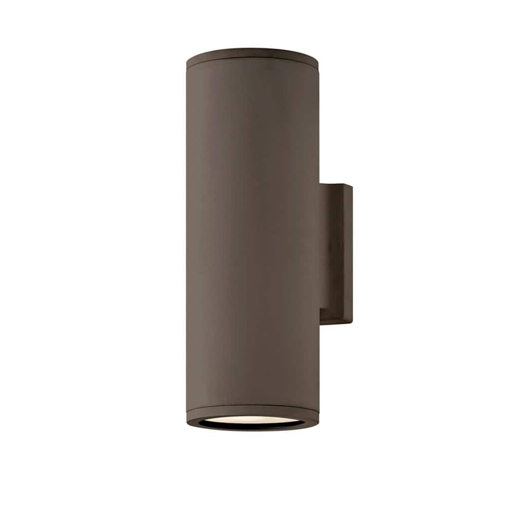 Architectural Bronze Cylinder 2-Light LED Outdoor Wall Mount