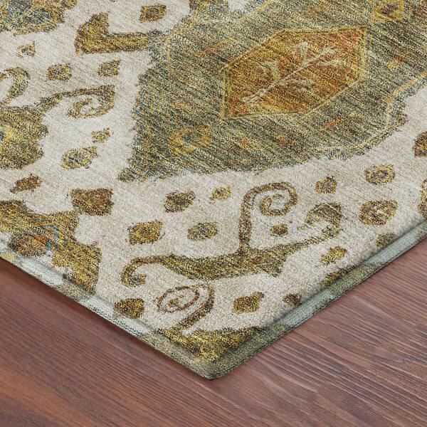 Mayfield Premium Machine Washable Abstract AMF2306 Ivory 5 ft. x 7 ft. 6 in. Area Rug