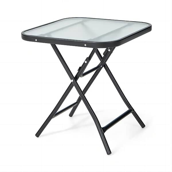Liviza 18 in. Square Steel Outdoor Bistro Table in Black