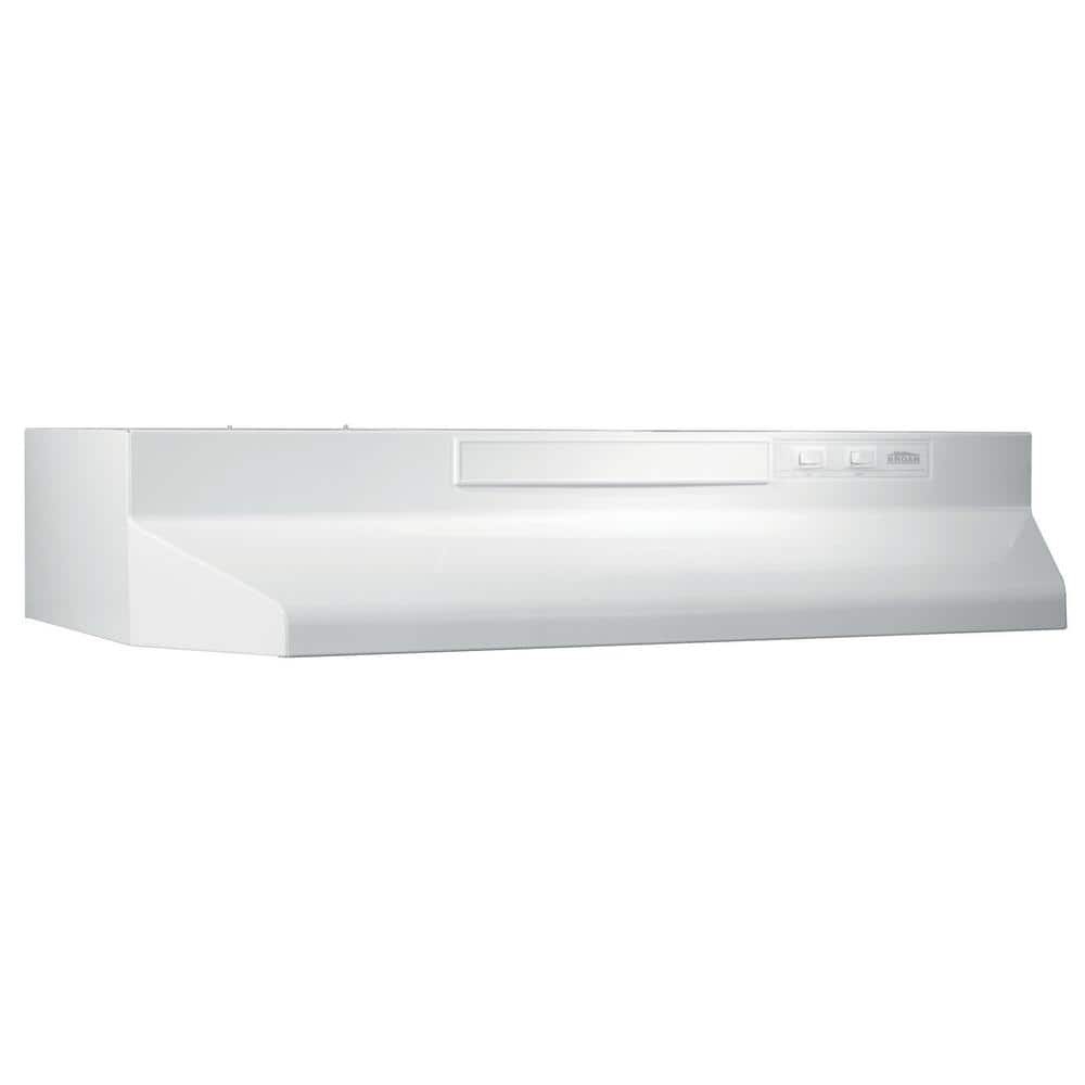 Broan F403011 30 inch F40000 Series Under Cabinet Hood with 190 CFM; Rocker-Type Switches and Washable Aluminum Filter in Monochromatic White