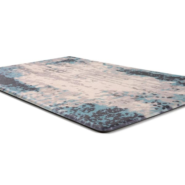 Blue Contemporary Abstract 18 in. x 47 in. Anti Fatigue Standing Mat