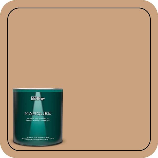 BEHR MARQUEE 1 qt. #270F-4 Peanut Butter One-Coat Hide Semi-Gloss Enamel Interior Paint & Primer