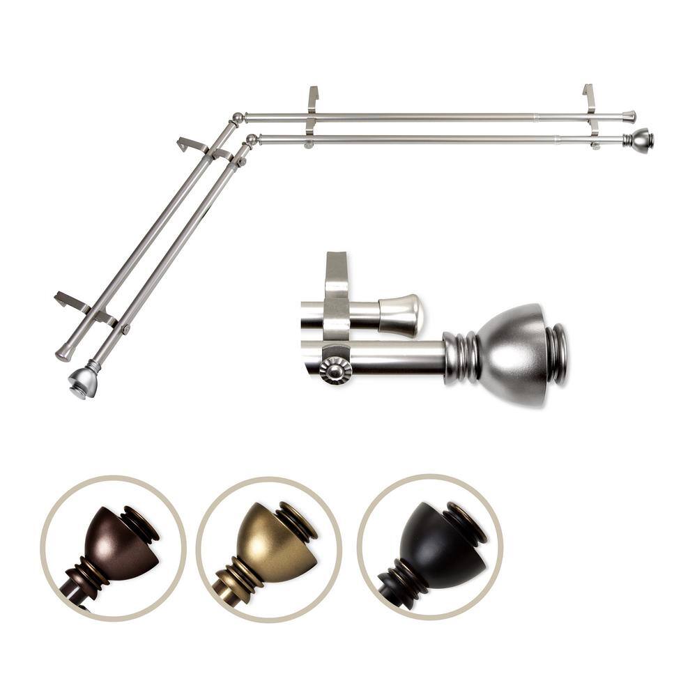 48 in. - 84 in. Adjustable 3/4 in. Double Corner Window Curtain Rod in Sati
