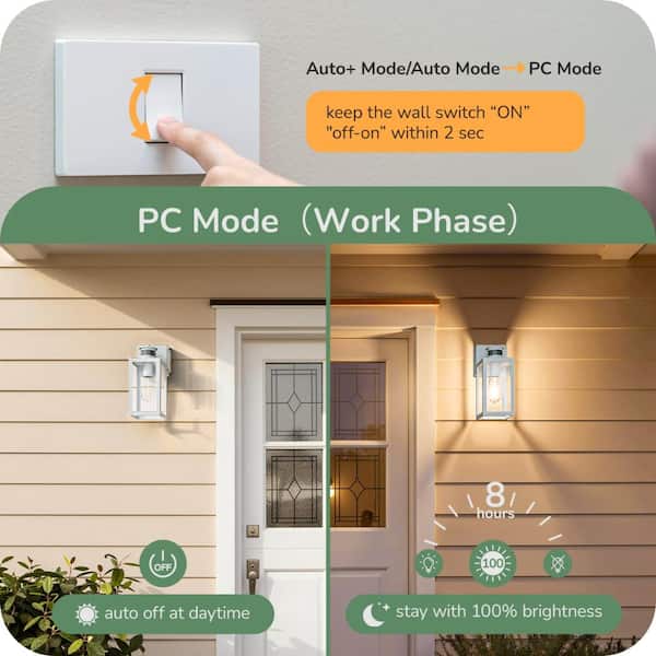 EDISHINE 12 in. White Dimmble Motion Sensing Dusk to Dawn Outdoor