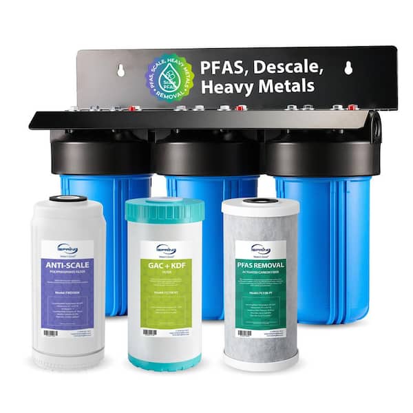 Whole House Water Filter System, Reduces PFAS, Heavy Metals, Scale, Chlorine, SGS-Tested Filter Media
