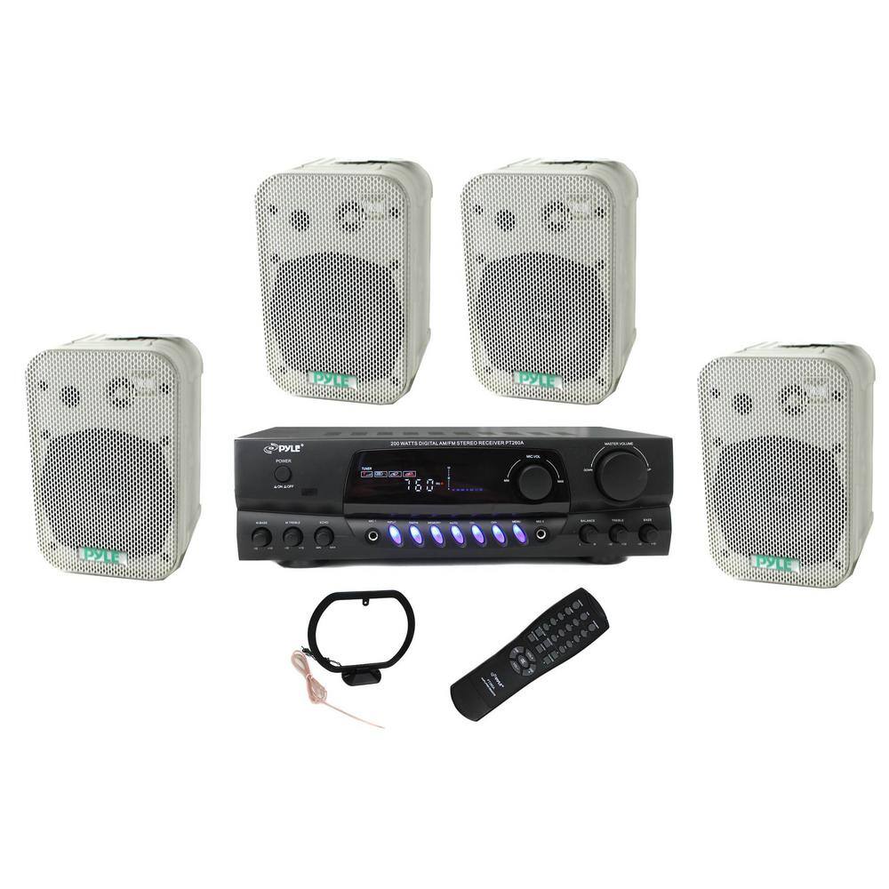 6.5 in. Outdoor Speakers Plus 200Watt Stereo Home Theater Receiver