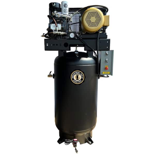 Industrial Gold 80 Gal 7.5 HP Rotary Screw 1-Phase Low RPM 150 PSI Electric Air Compressor with Quiet Operation