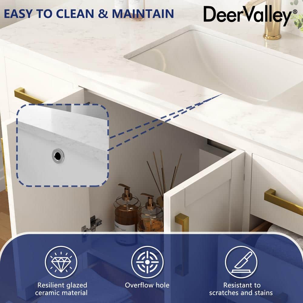 DeerValley White 48" Freestanding Bathroom Vanity with Ceramic Sink