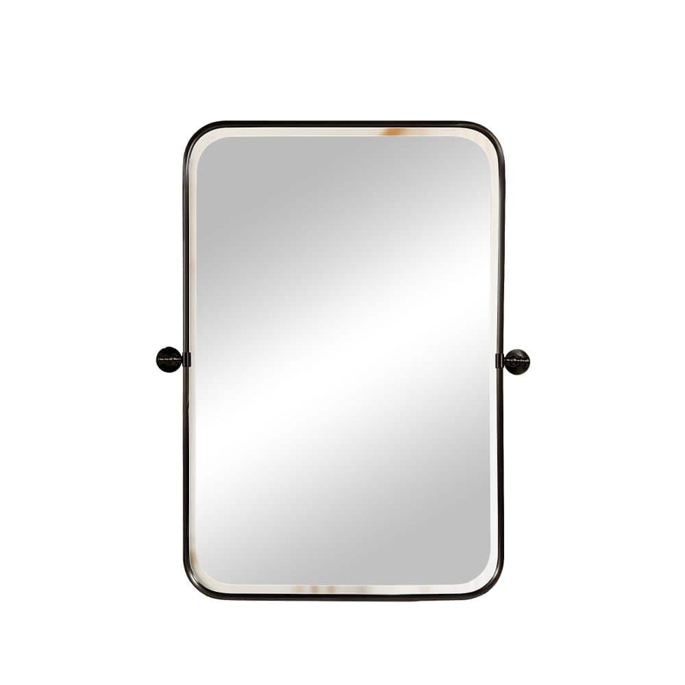 Pivot Tilting Black 23 in. W x 32 in. H Modern Rectangle Metal Framed Wall Mirror price history on PriceWatchPro