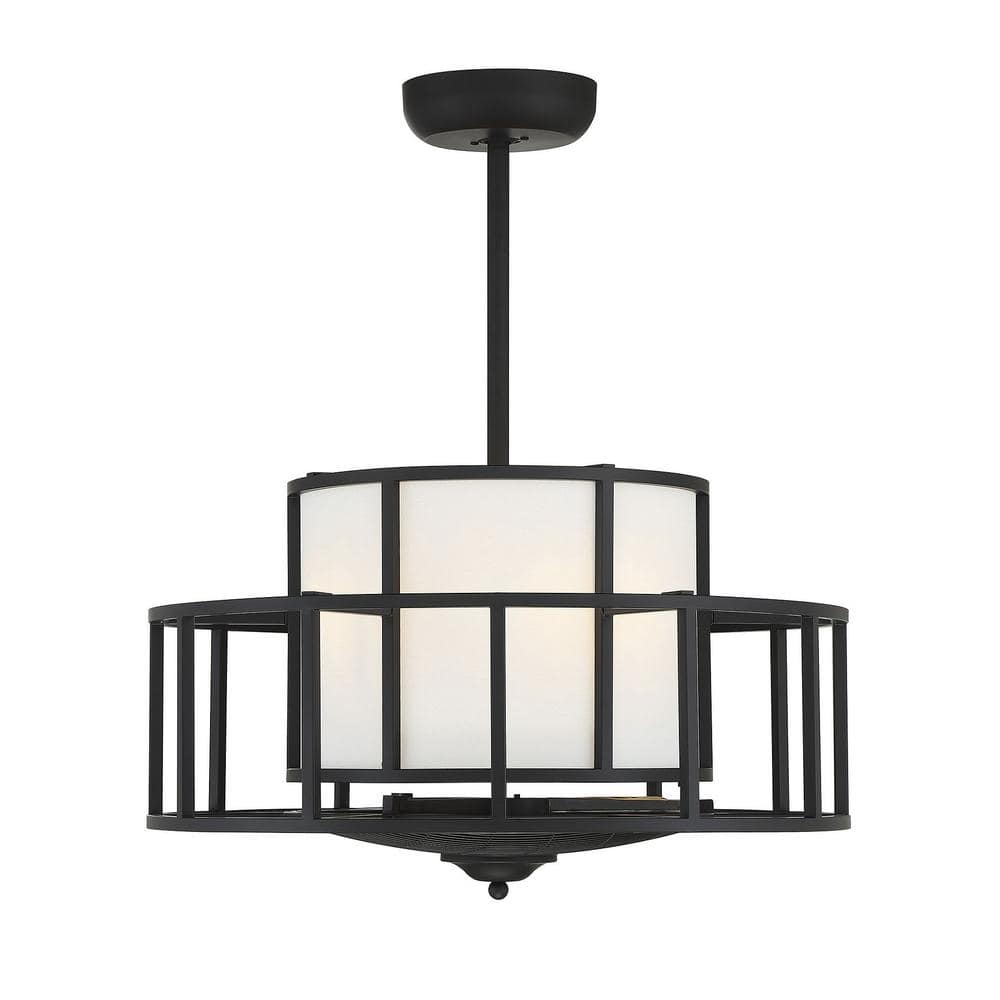 Oslo Matte Black 4-Light Chandelier Fan with Remote