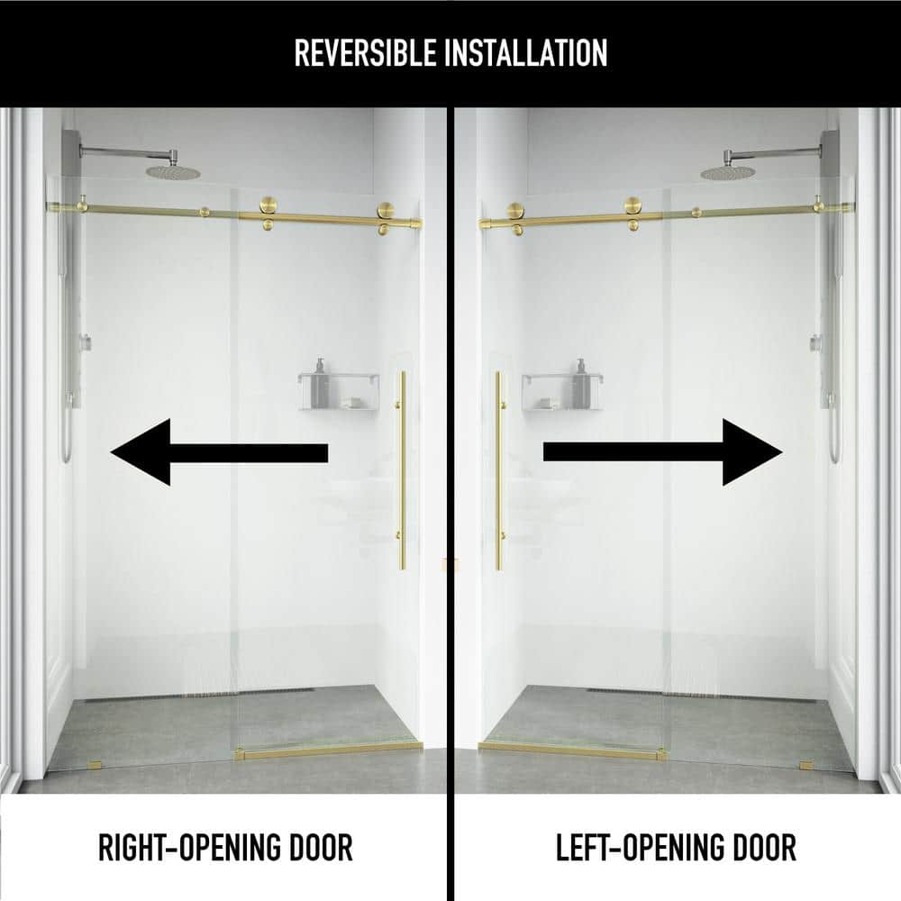 Elan E-Class 56-60" Frameless Sliding Shower Door in Matte Brushed Gold