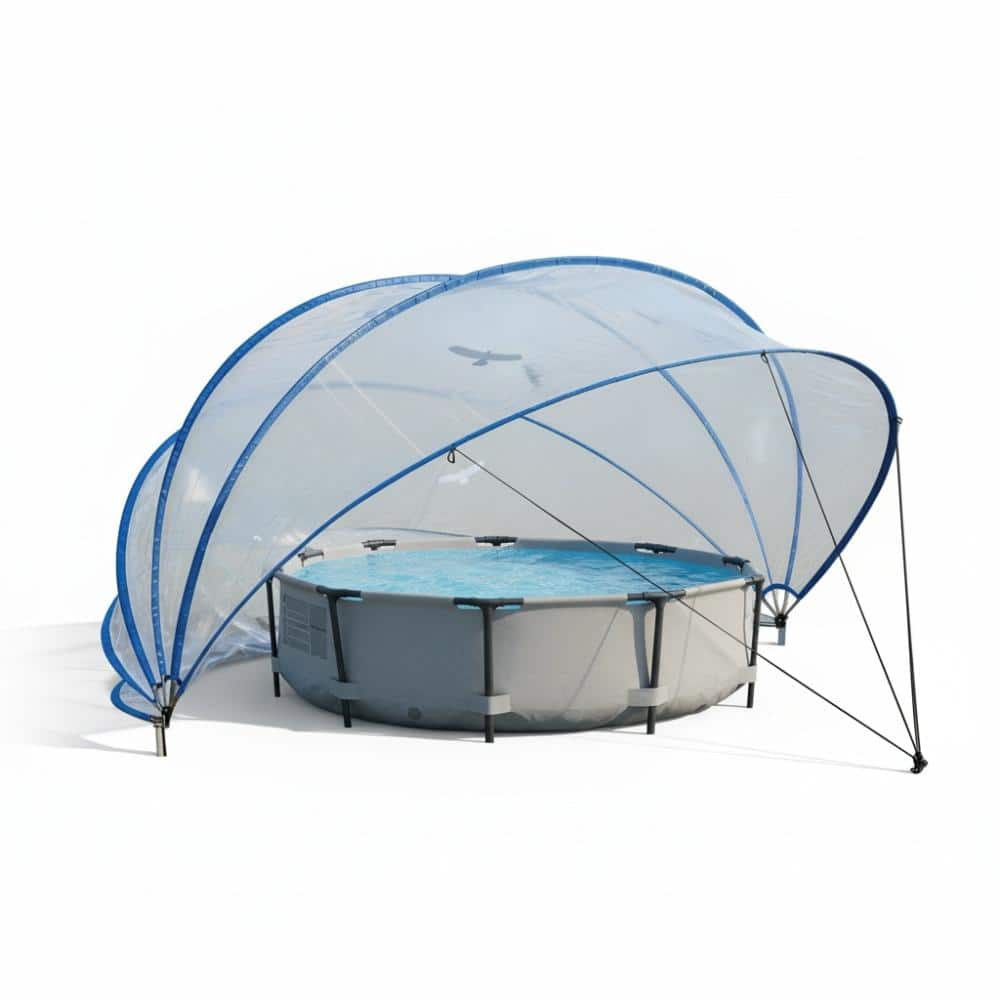 16 ft. Retractable Clear PVC Pool Cover with Fiberglass Rods, All ...