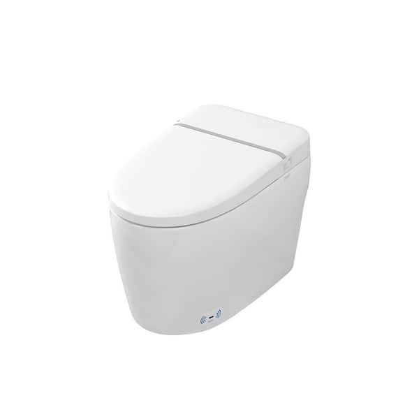 Elongated Smart Bidet Toilet 1.28 GPF in White with Remote Control and Warm Heated Seat, Auto Flush, Night Light