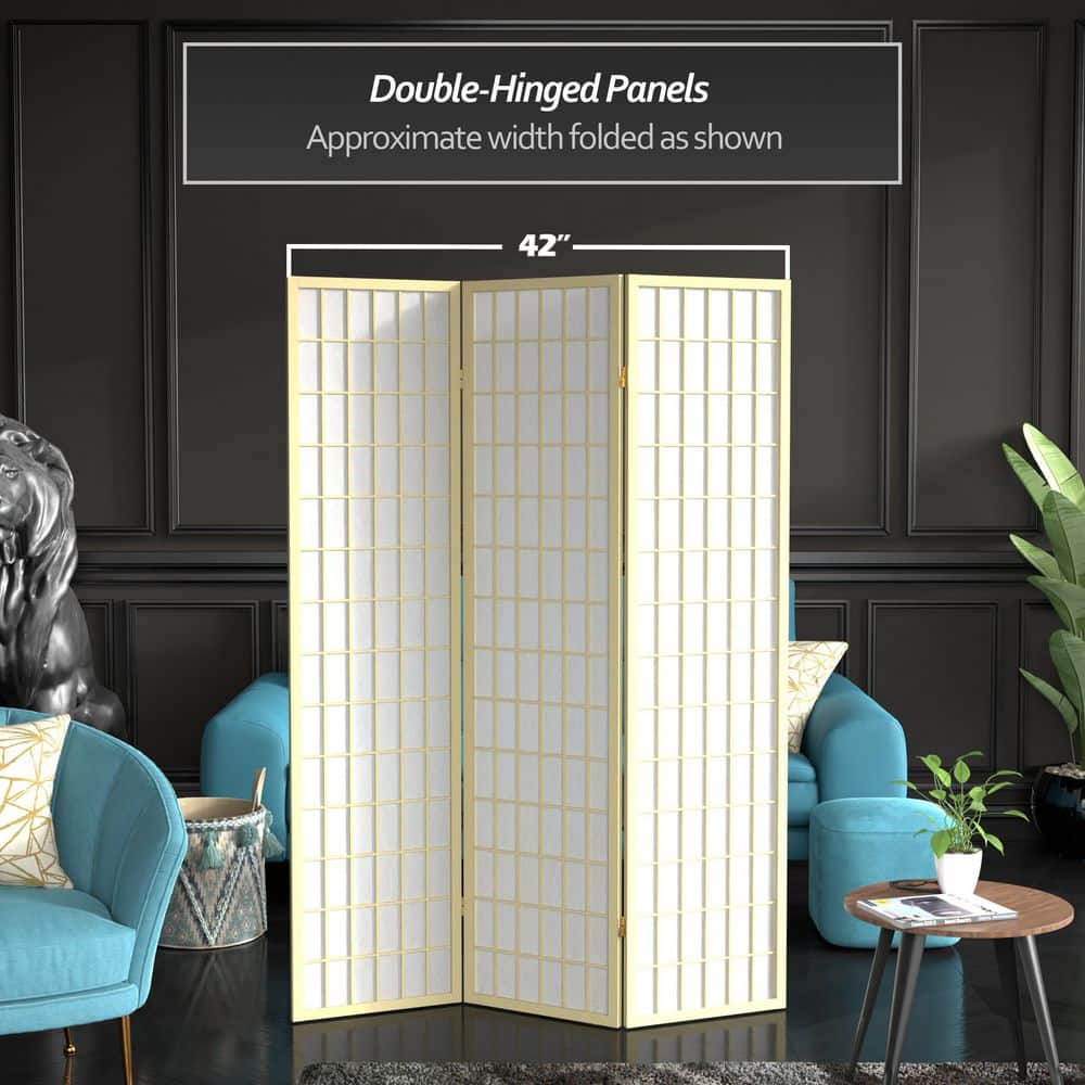 Ivory Shoji 3-Panel Folding Room Divider with Rice Paper