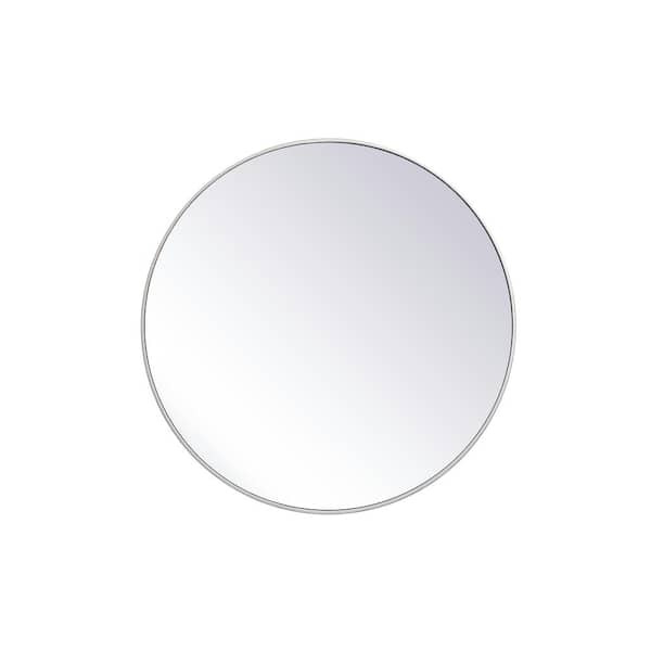 Unbranded Timeless Home 39 in. W x 39 in. H Midcentury Modern Metal Framed Round Silver Mirror
