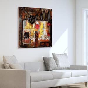 48 in. x 48 in. "Abstraction 1" Mixed Media Iron Hand Painted Dimensional Wall Art