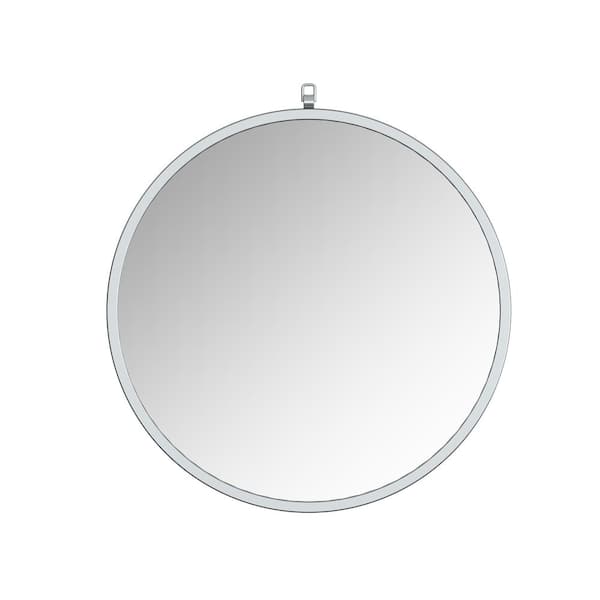 A&E Haylo 28 in. W x 28 in. H Medium Round Metal Framed Wall Bathroom Vanity Mirror in Silver