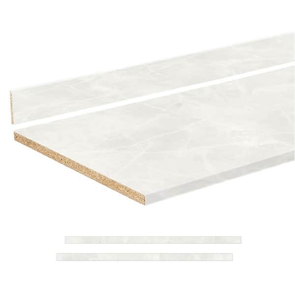 STRETTA 4 ft. Cream Laminate Countertop Kit with Full-Thickness Square Edge in Matte Aurora Stone