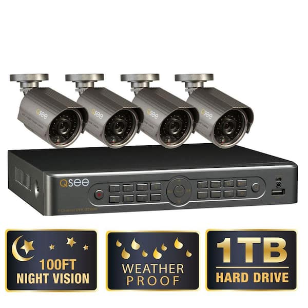 Q-SEE Premium Series 8-Channel 1TB HDD Surveillance System with (4) 700 TVL Cameras and 100 ft. Night Vision-DISCONTINUED