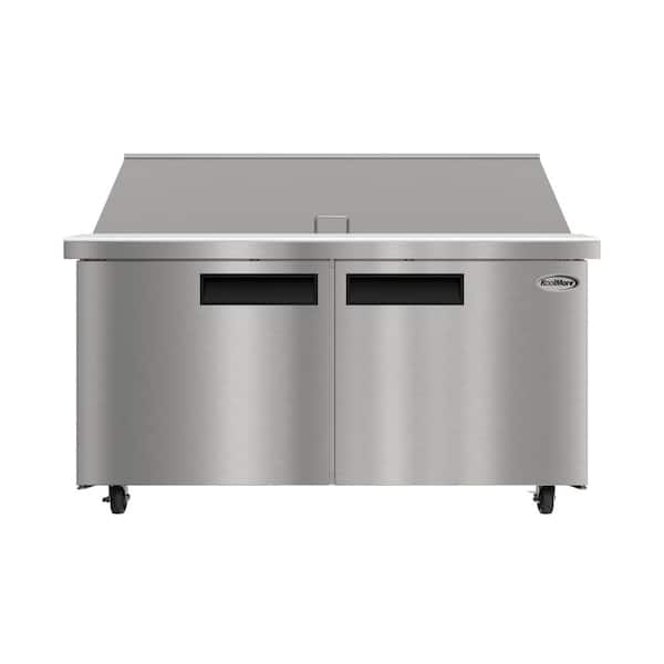 60 in. Commercial 2-Door Mega Salad and Sandwich Prep Table Refrigerator, 27 Pans and 18.4 cu. ft. in Stainless-Steel