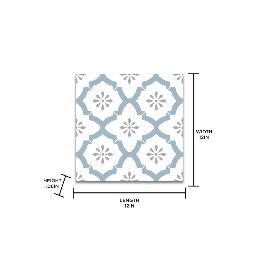 Alfama Blue and White Geometric Peel and Stick Vinyl Floor Tiles
