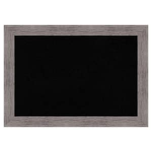 Pinstripe Plank Grey Narrow Framed Black Corkboard 27 in. x 19 in. Bulletine Board Memo Board