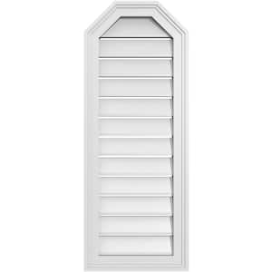 14 in. x 36 in. Octagonal Top Surface Mount PVC Gable Vent: Functional with Brickmould Frame