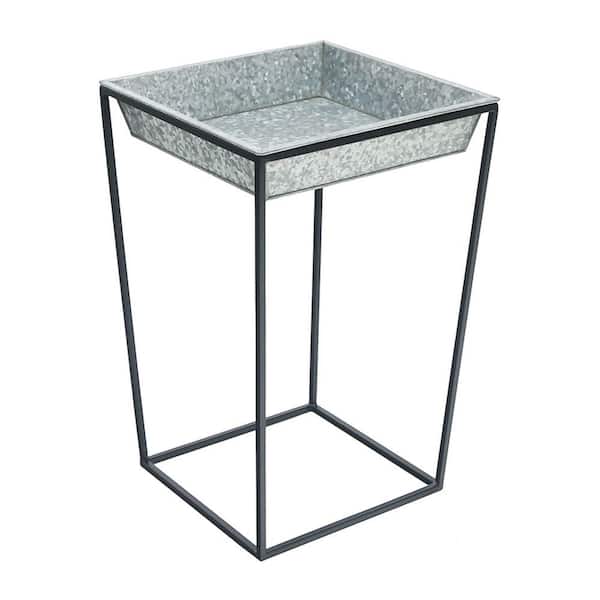 Large 22.25 in H. Indoor Outdoor Arne Plant Stand with Galvanized Tray, 15 in. W Iron Decorative Pots